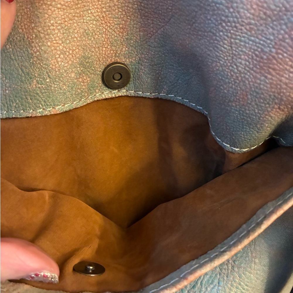 Patricia Nash Luzille Peach and Green Crossbody tote convertible backpack Bag - Picture 3 of 9